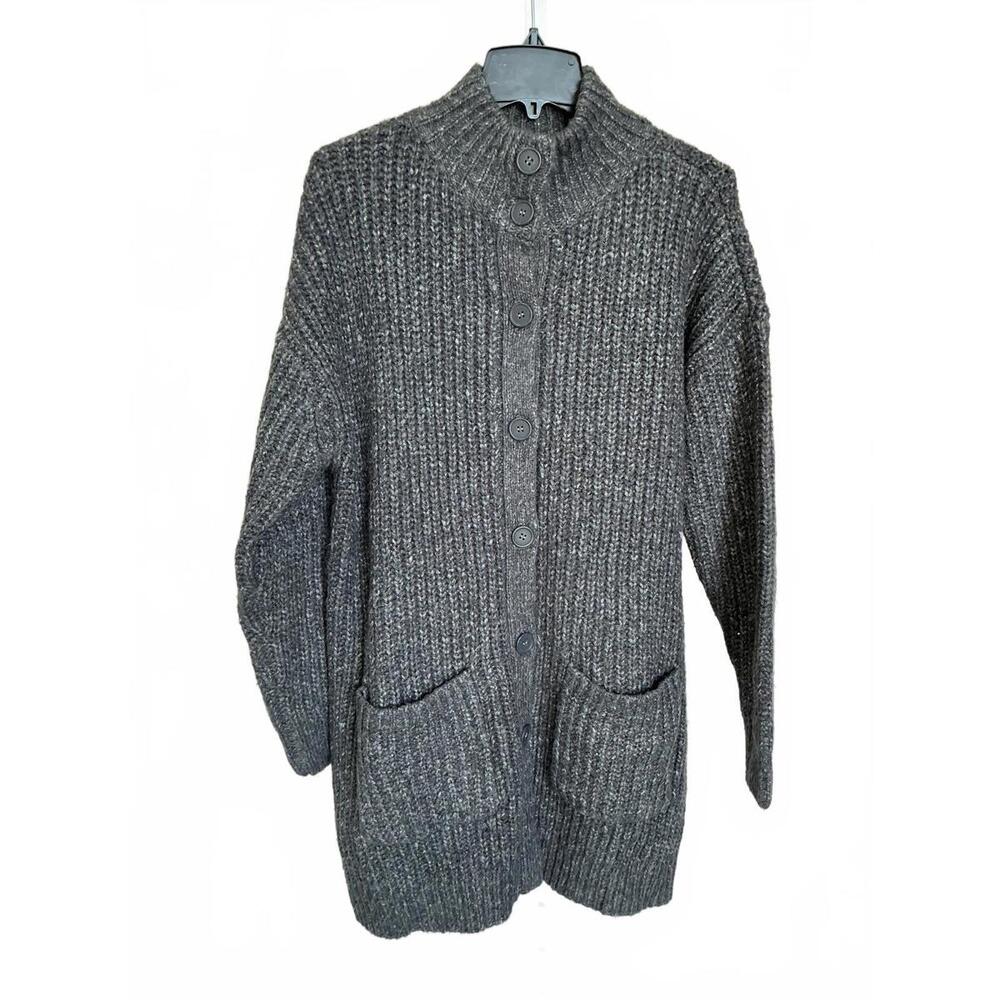 Soft Surroundings Women's Gray Knit Button-Up Cardigan Sweater Coat